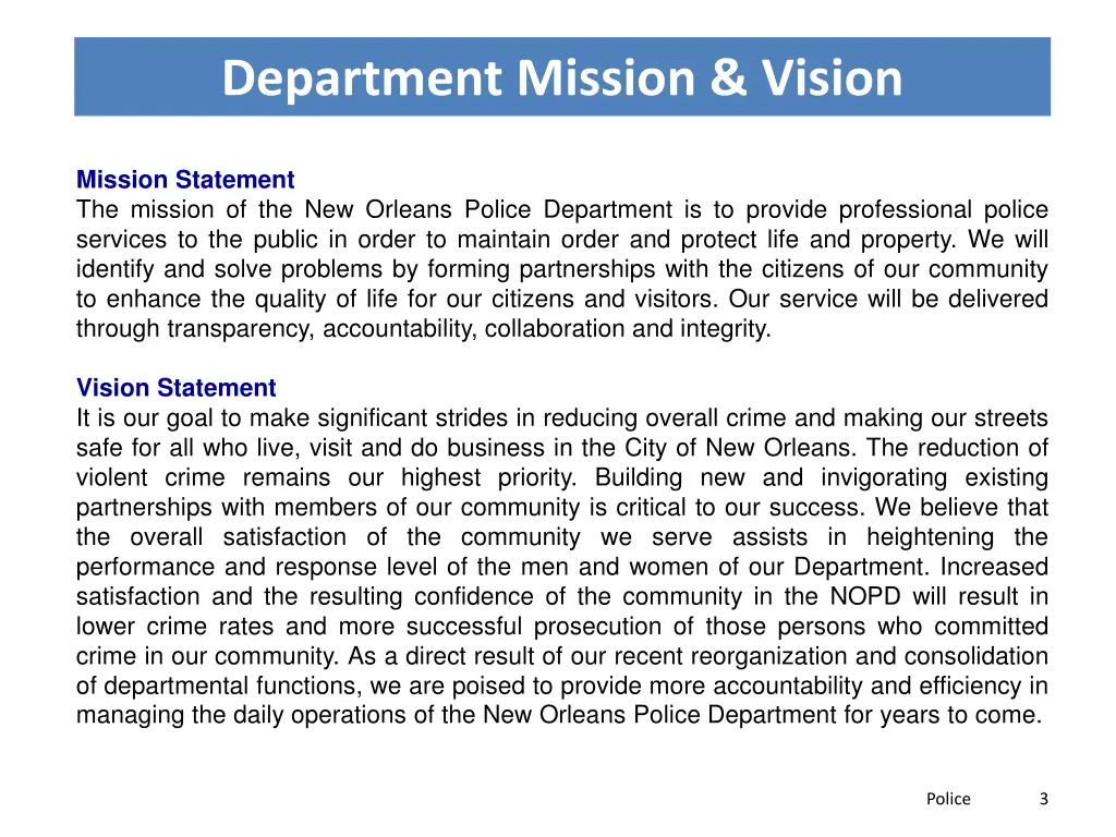 department mission vision