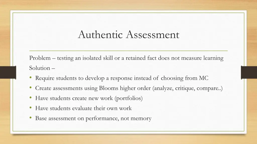 authentic assessment