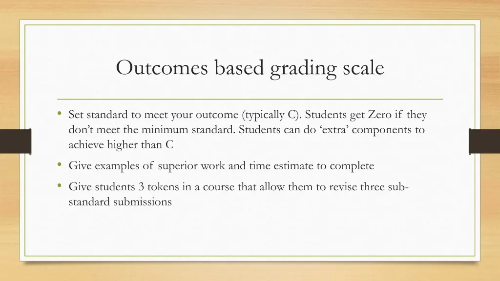 outcomes based grading scale