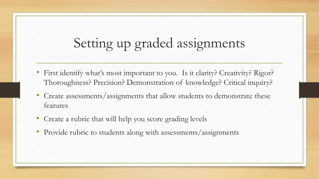 setting up graded assignments