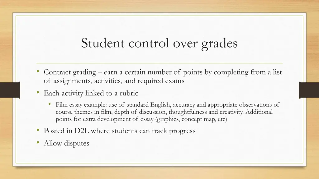 student control over grades