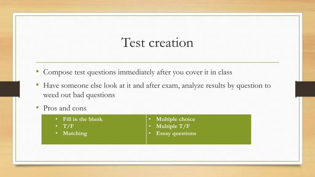 test creation