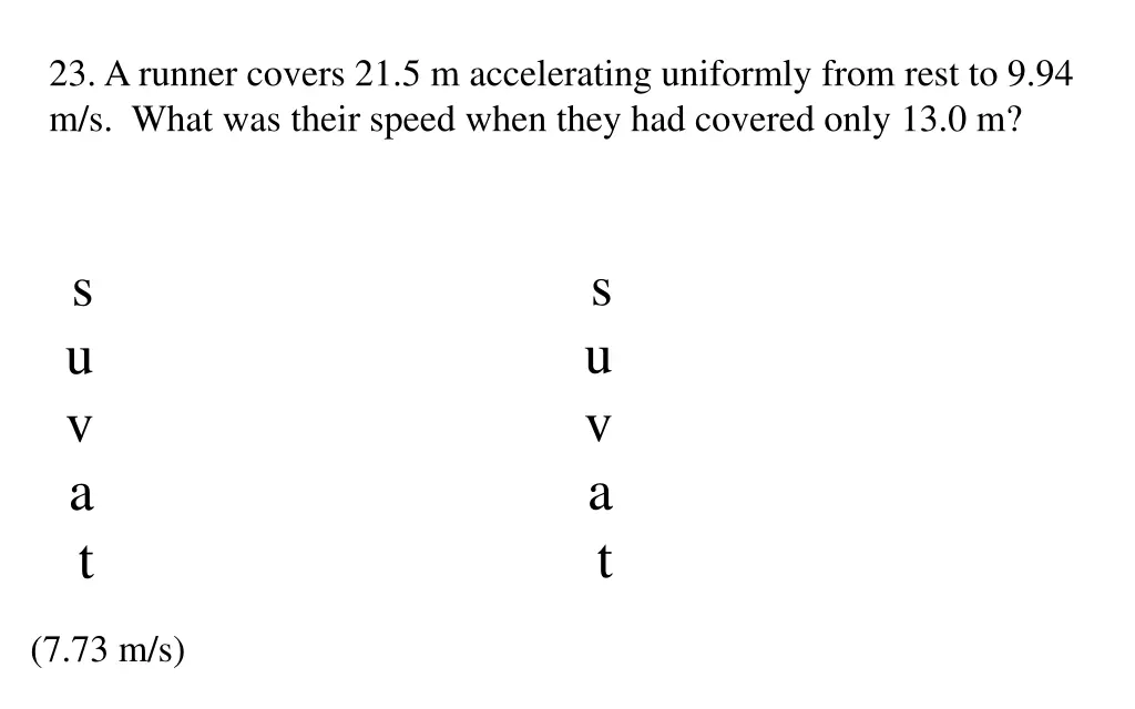 23 a runner covers 21 5 m accelerating uniformly