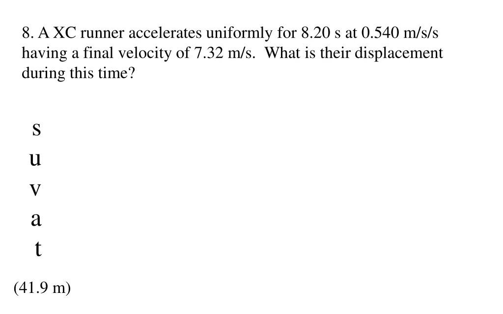 8 a xc runner accelerates uniformly