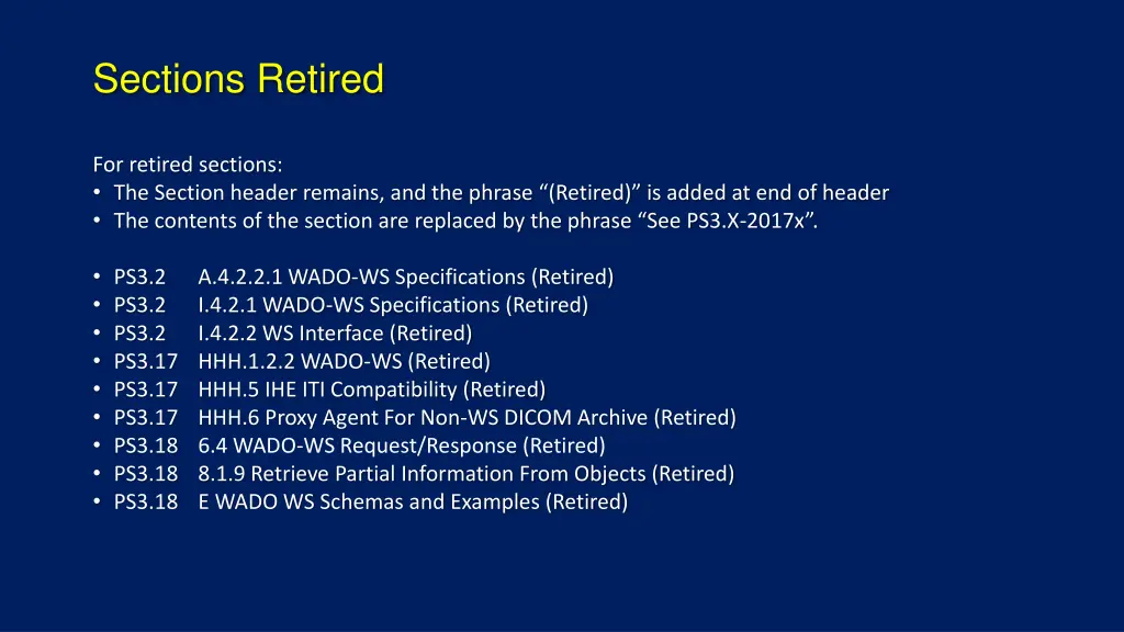 sections retired