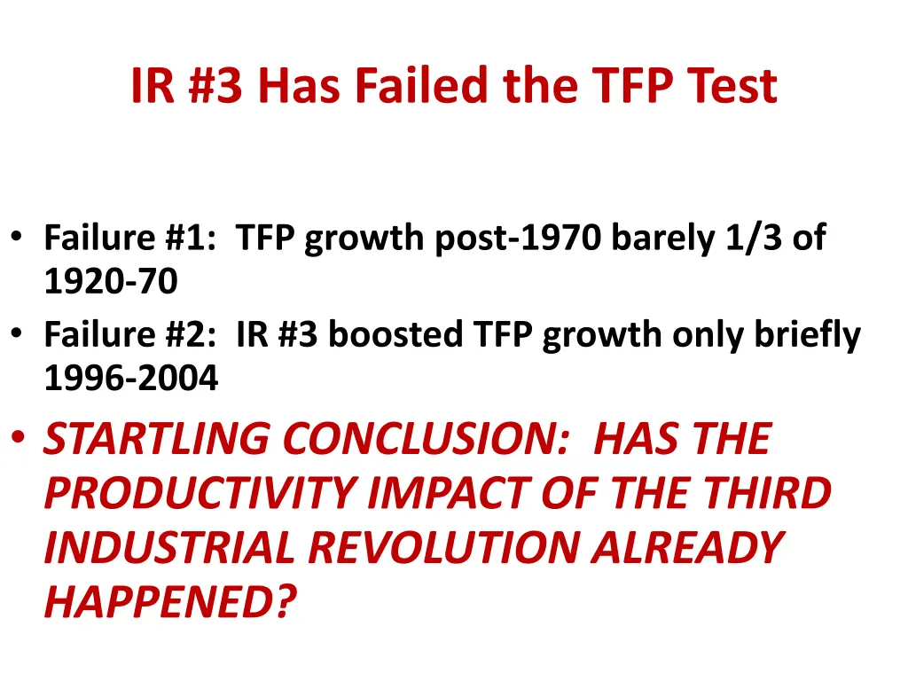 ir 3 has failed the tfp test