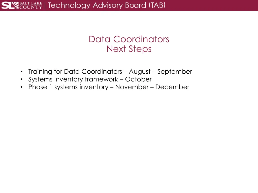 data coordinators next steps