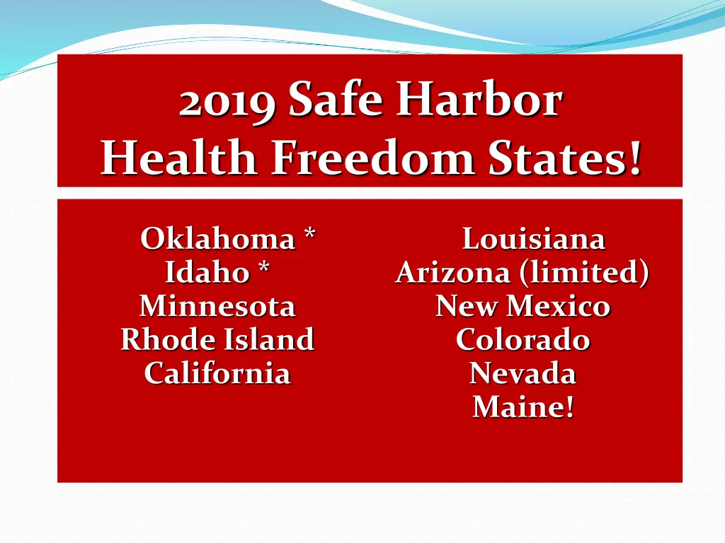 2019 safe harbor health freedom states