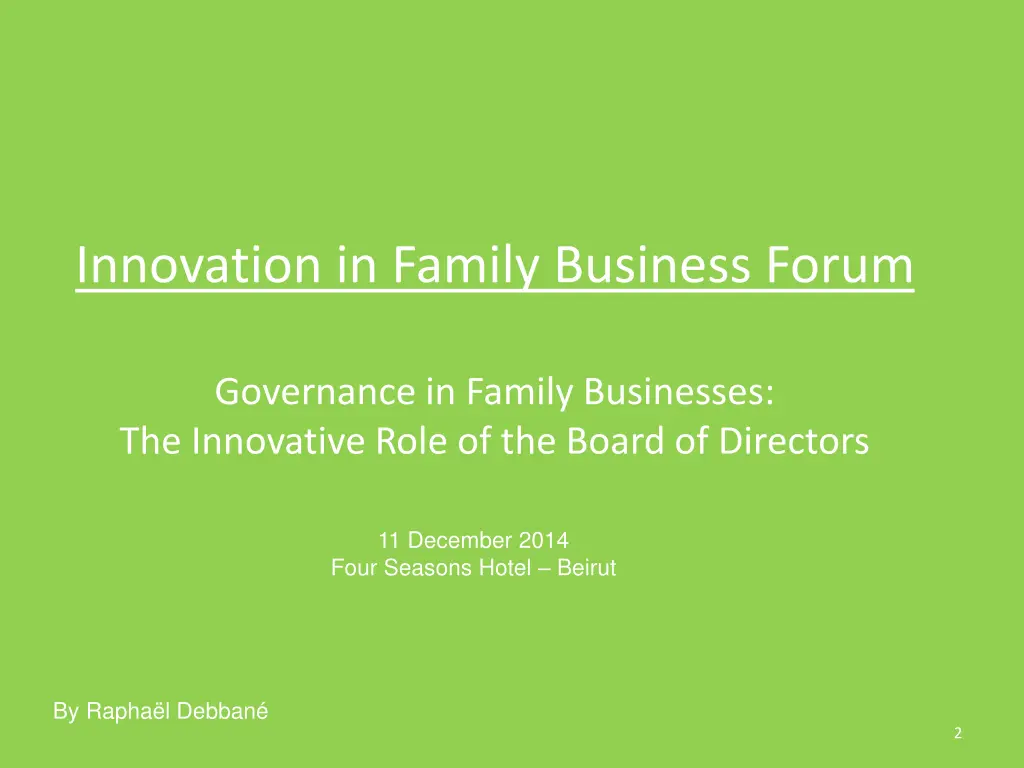 innovation in family business forum