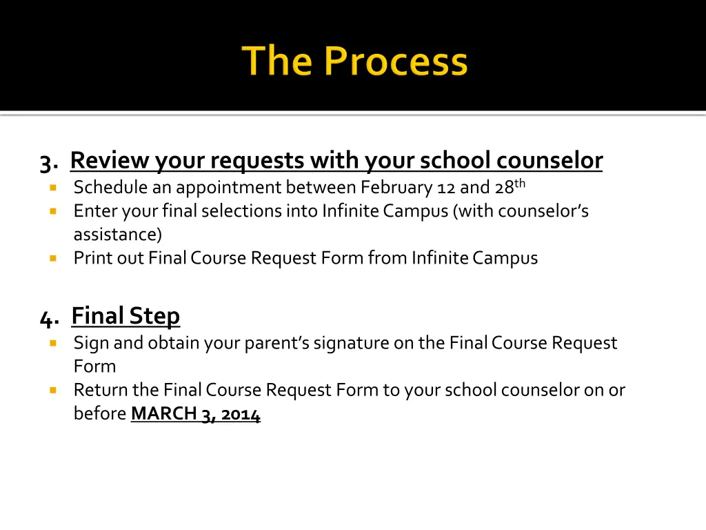 3 review your requests with your school counselor