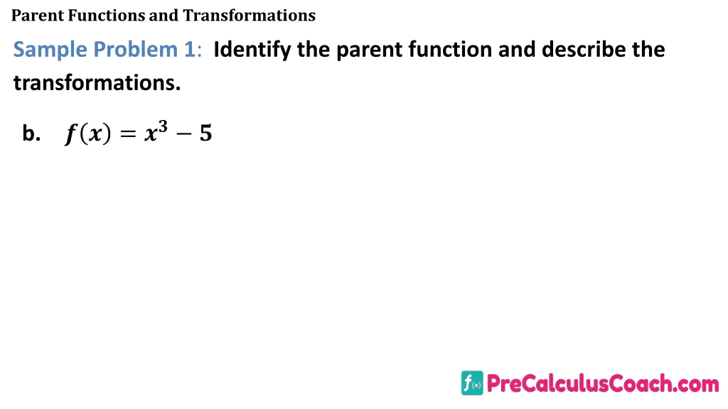 parent functions and transformations 14