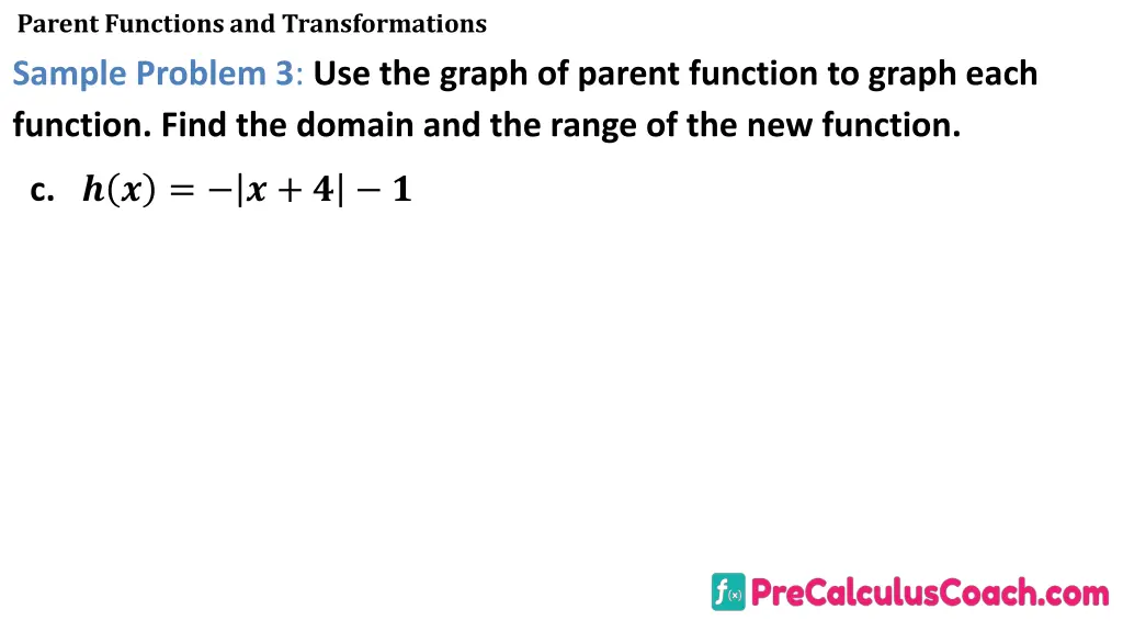 parent functions and transformations sample 12