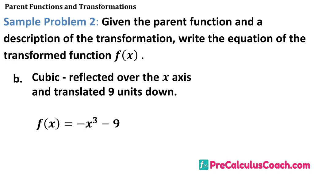 parent functions and transformations sample 3