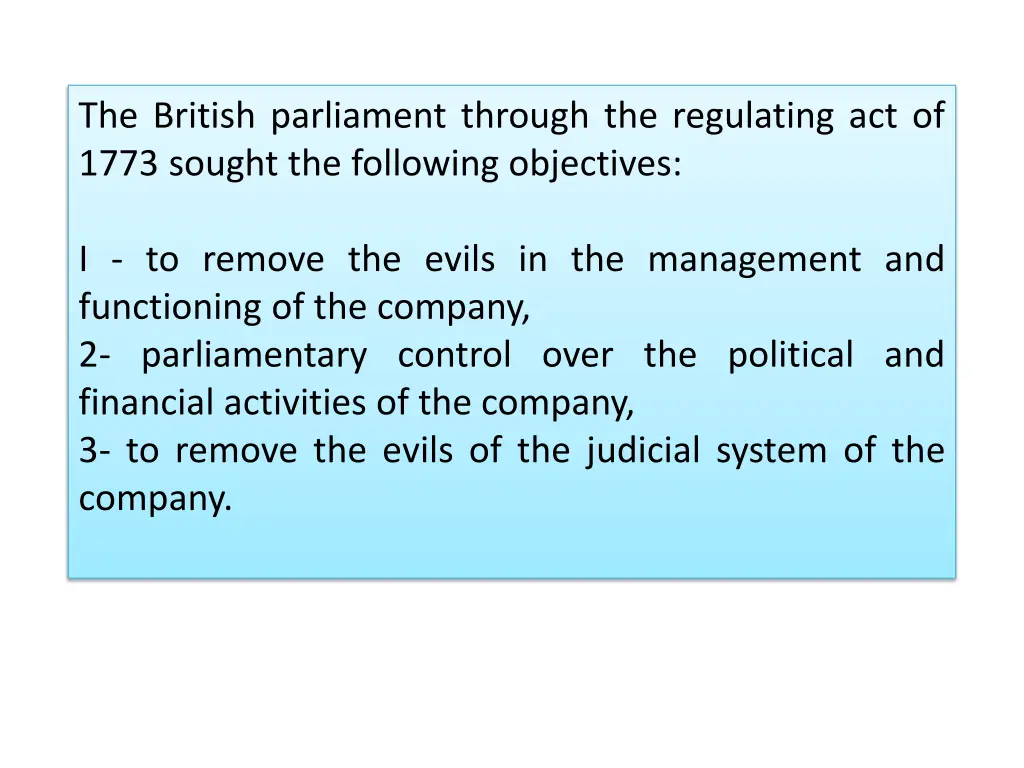 the british parliament through the regulating