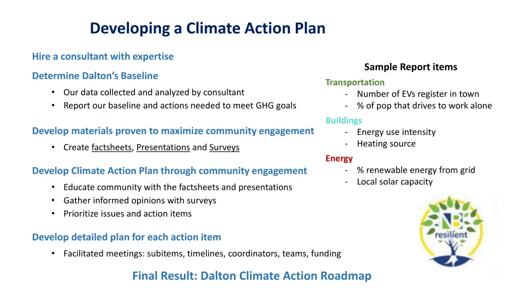 developing a climate action plan