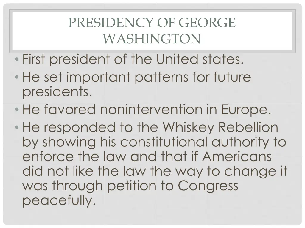 presidency of george washington first president