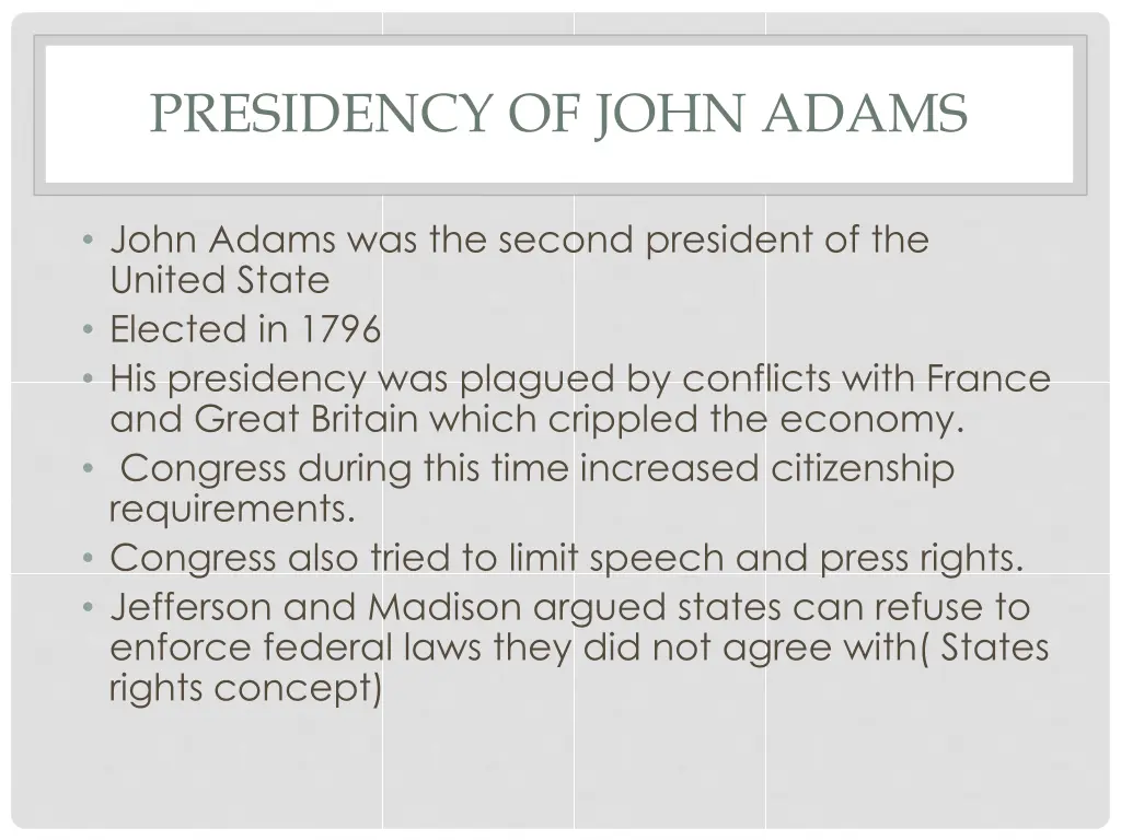 presidency of john adams