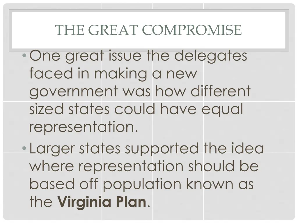 the great compromise one great issue