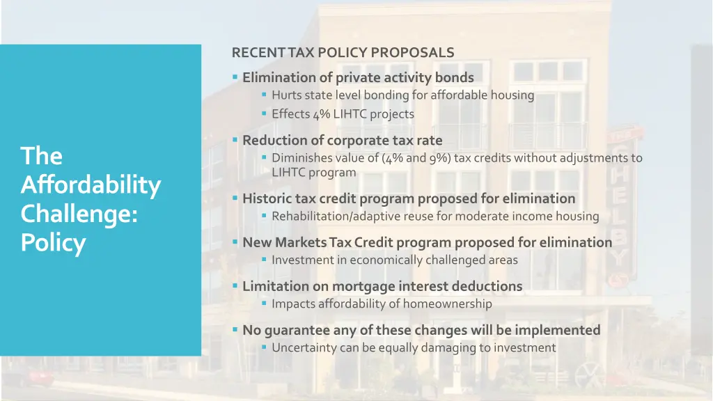 recent tax policy proposals