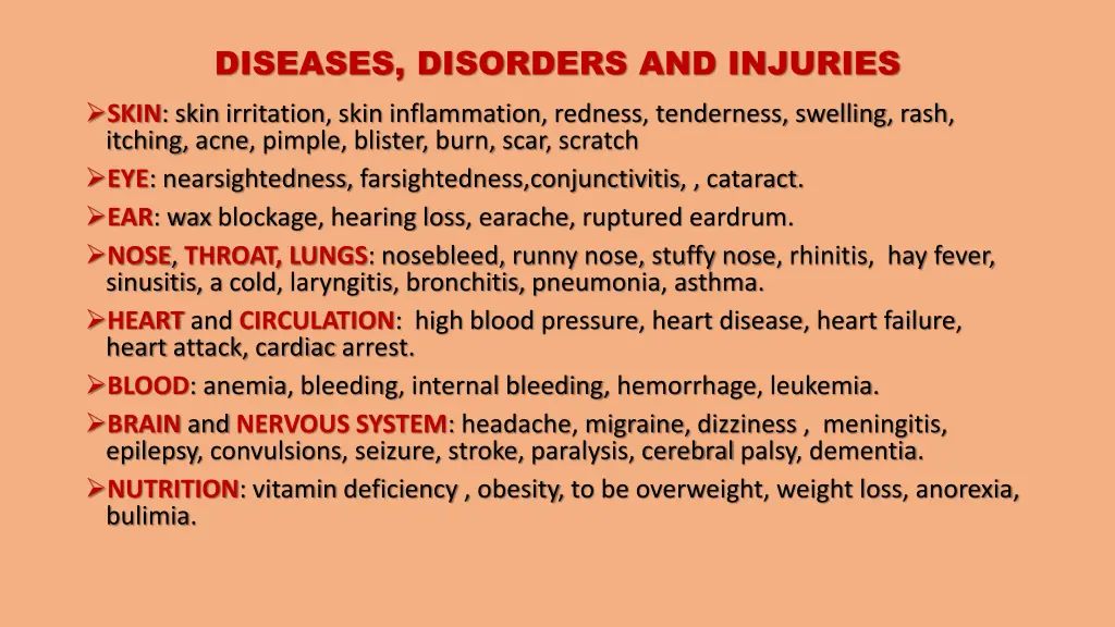 diseases disorders and injuries skin skin