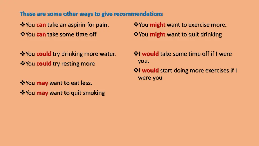 these are some other ways to give recommendations