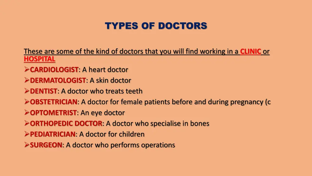 types of doctors