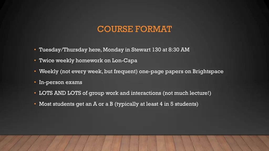 course format