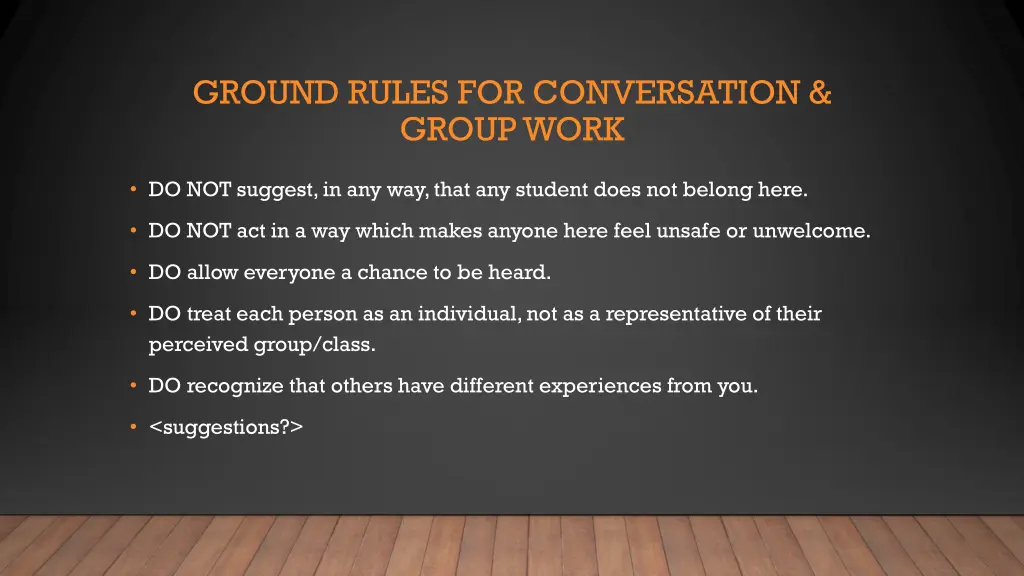 ground rules for conversation group work