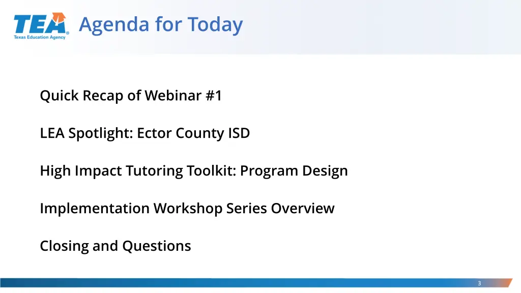 agenda for today