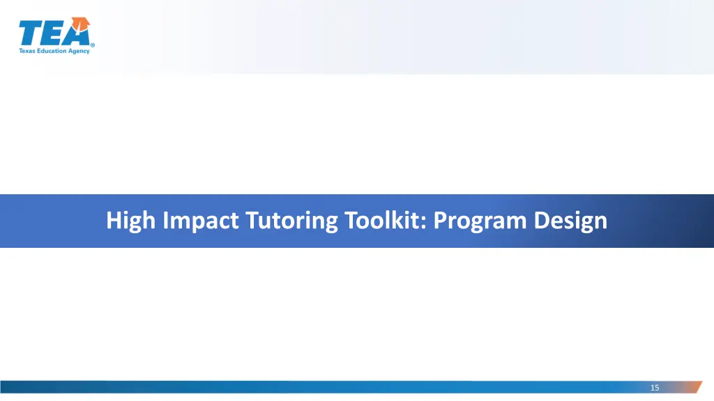 high impact tutoring toolkit program design