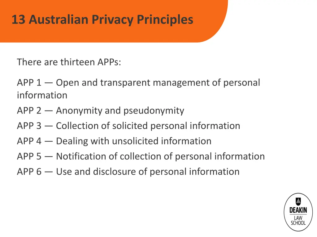 13 australian privacy principles