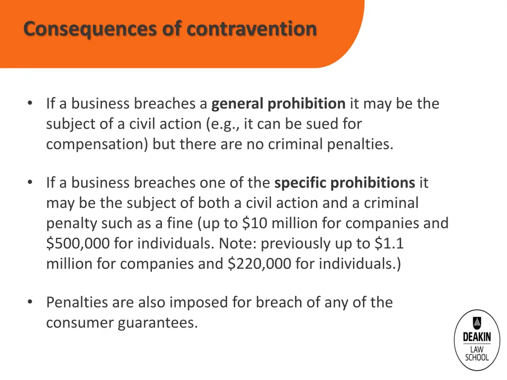 consequences of contravention