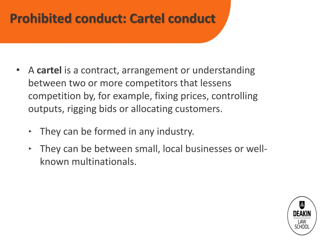 prohibited conduct cartel conduct