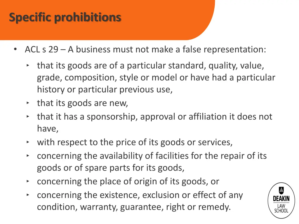 specific prohibitions