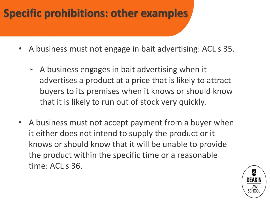 specific prohibitions other examples