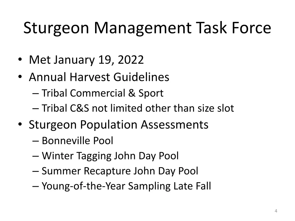 sturgeon management task force