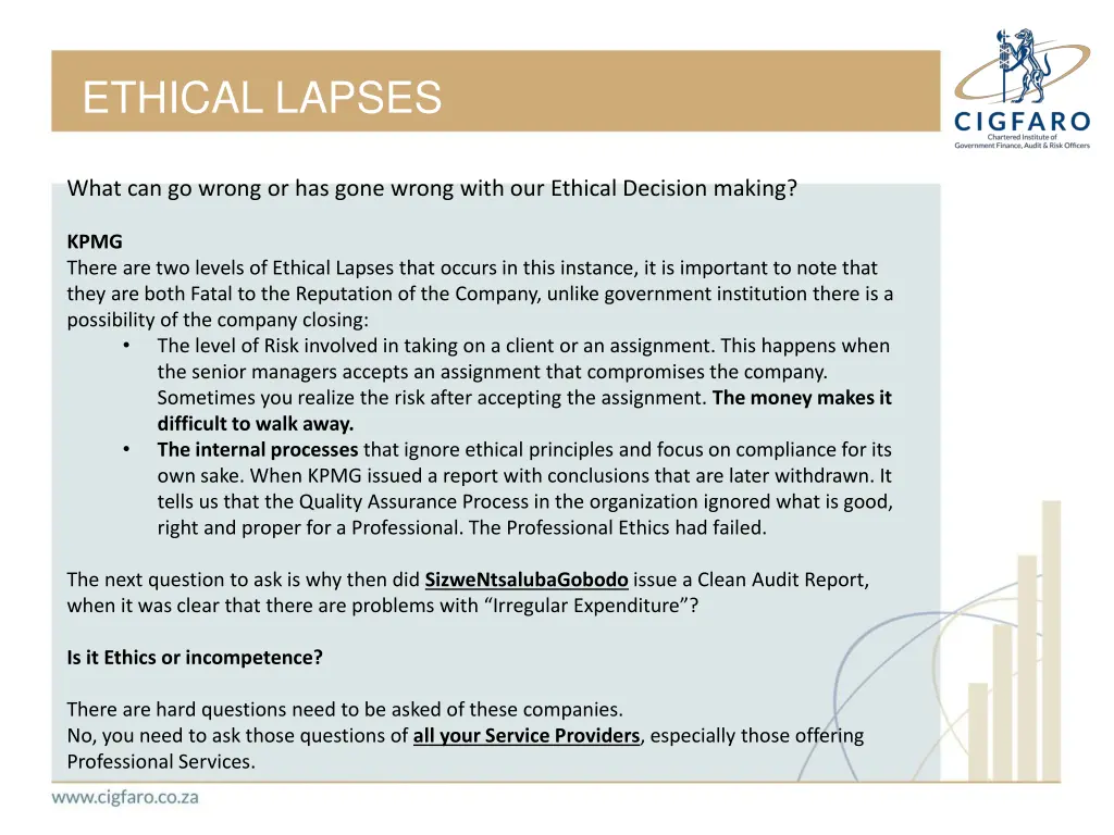 ethical lapses