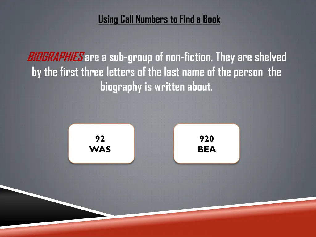 using call numbers to find a book 1