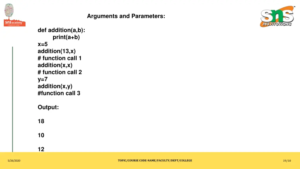 arguments and parameters