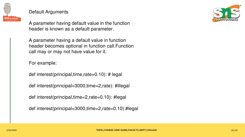 default arguments