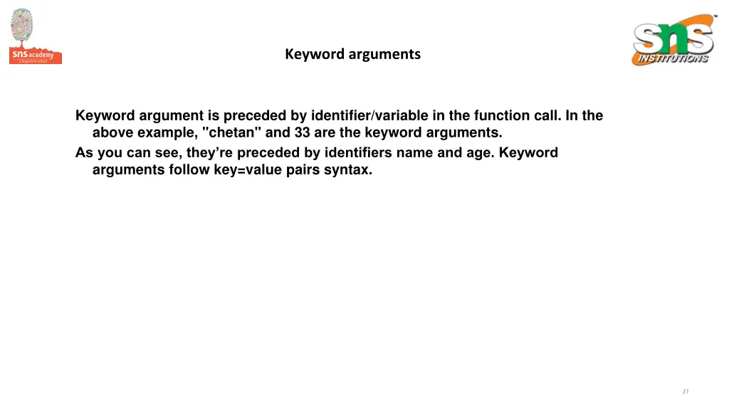 keyword arguments
