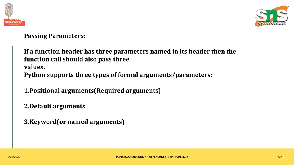 passing parameters