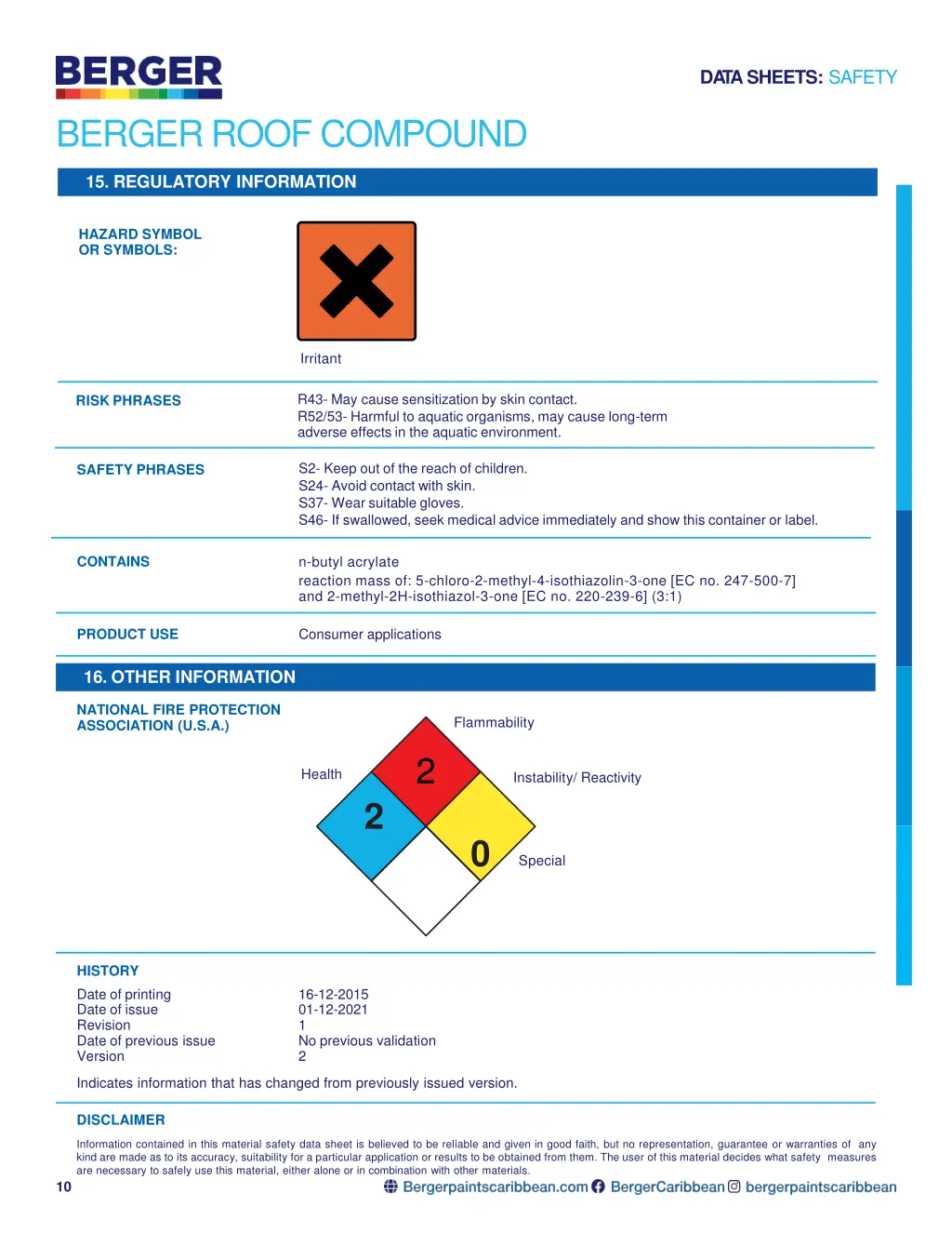 da tasheets safety 8