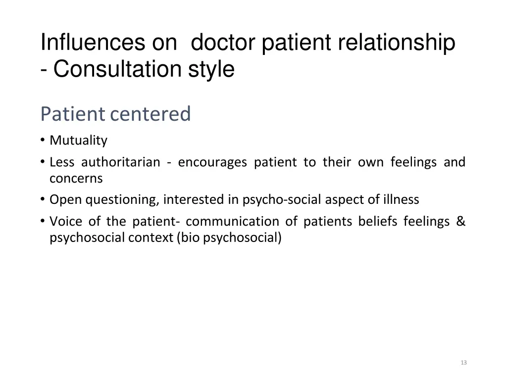 influences on doctor patient relationship 1