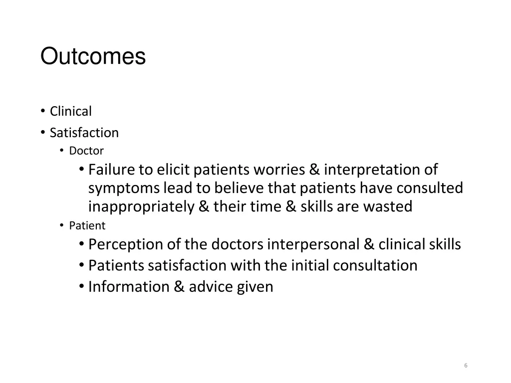 outcomes