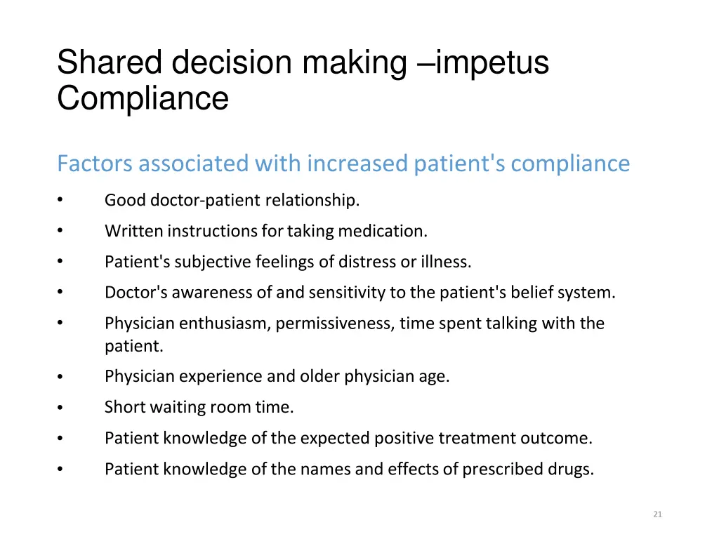 shared decision making impetus compliance 2
