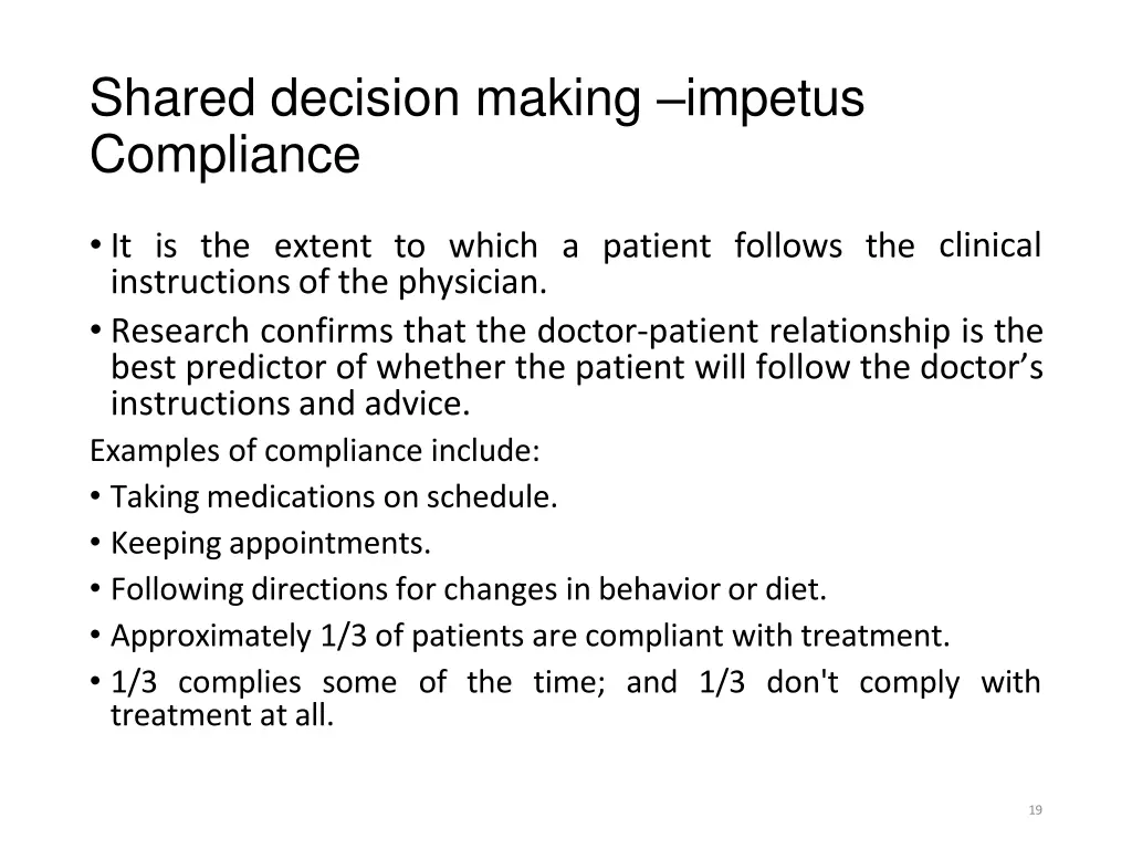 shared decision making impetus compliance