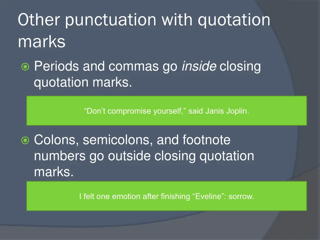 other punctuation with quotation marks