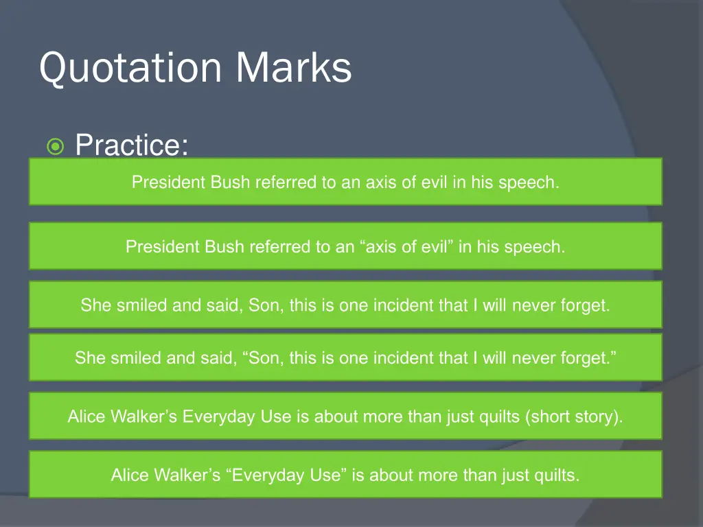quotation marks