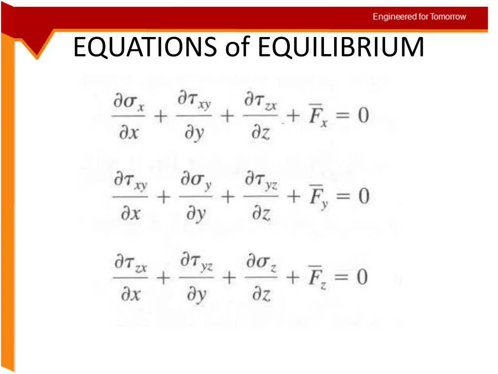 equations of equilibrium
